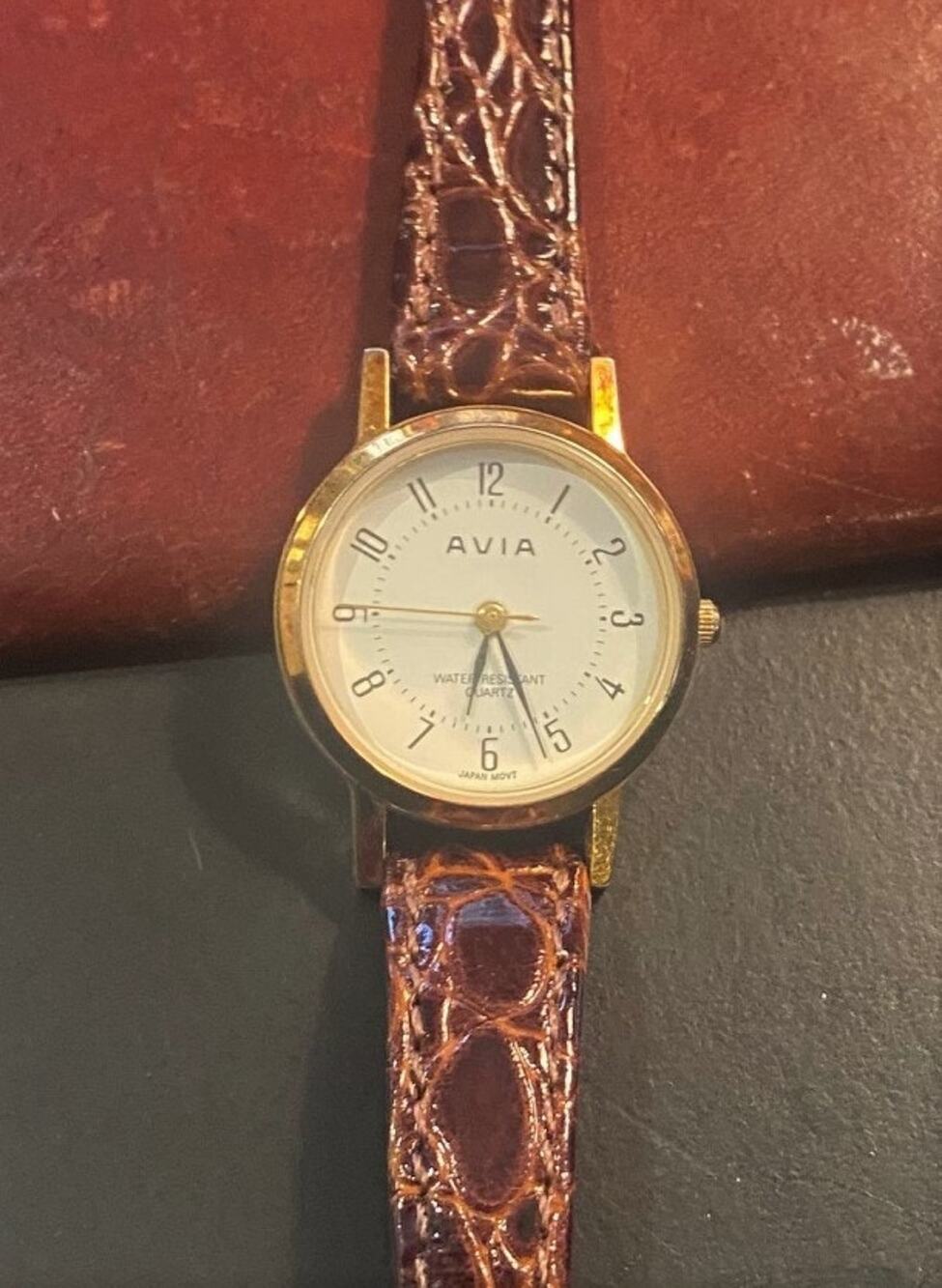 Women's 27mm Gold Tone Avia Watch, WR 30M, Leather Band